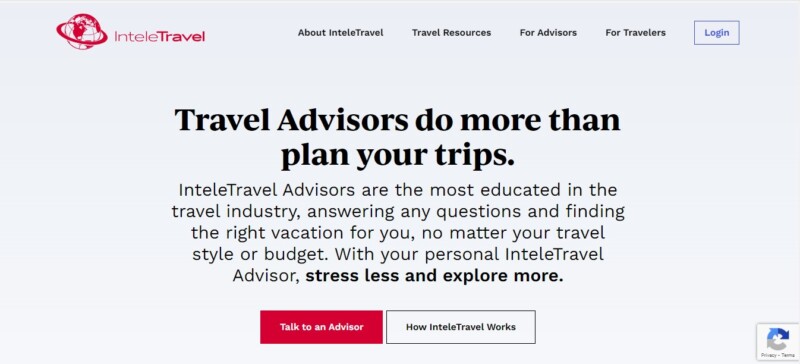 InteleTravel Website Home Page