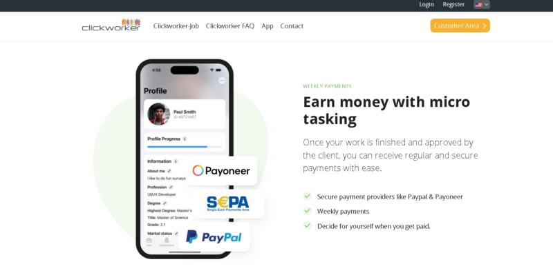 Payments in Clickworker 