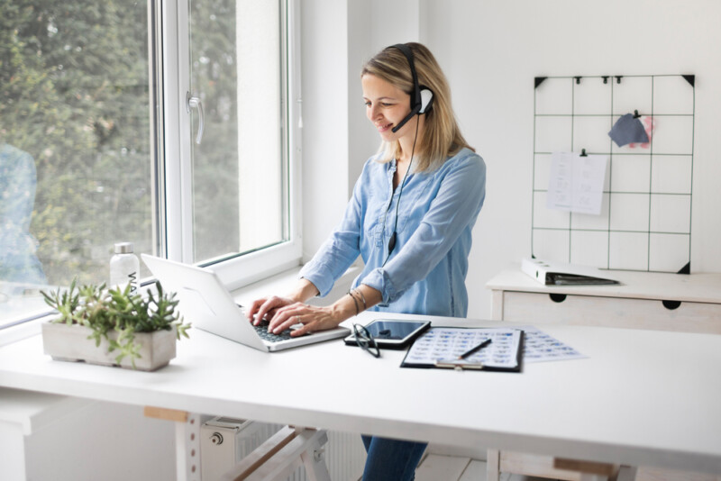 Working on a standing desk