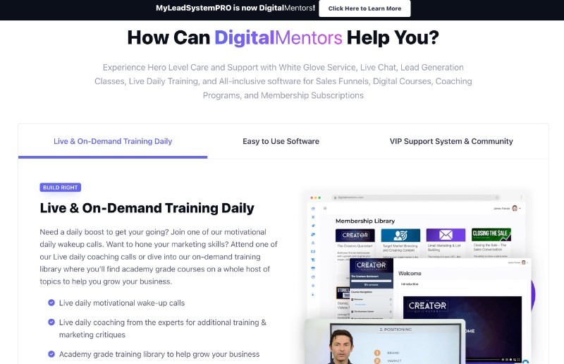 Live On-demand training daily page