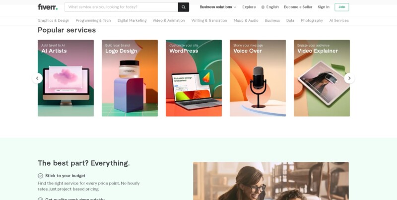 Different Services in Fiverr