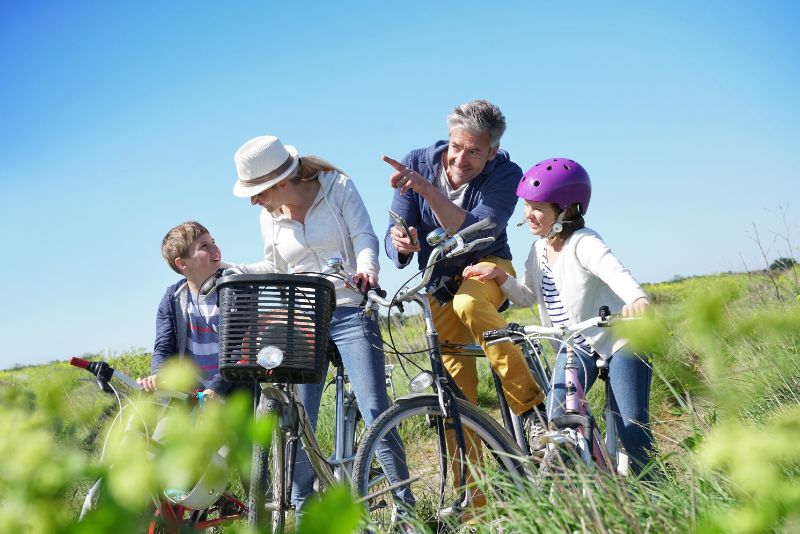 Family on a bike road trip