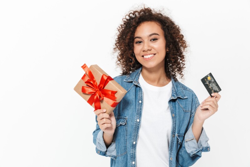 woman hand holding credit card