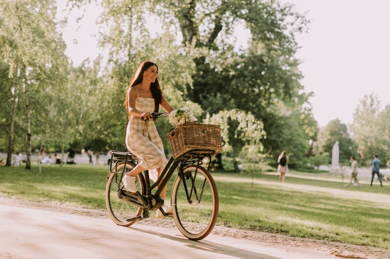 Woman on a bike stroll