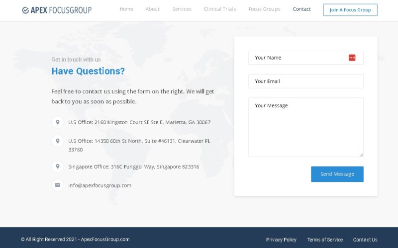 Apex Focus Group Contact page 
