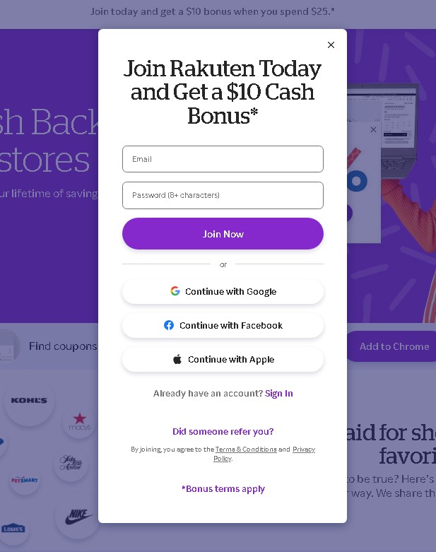 Rakuten Sign Up