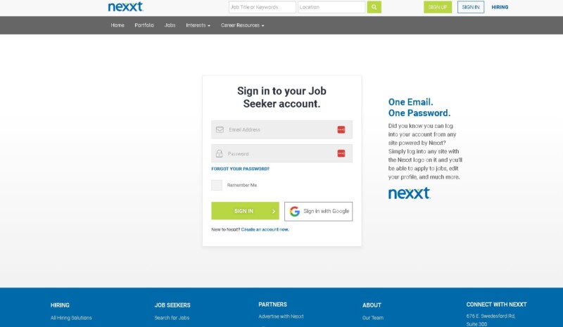 Nexxt Sign In Page