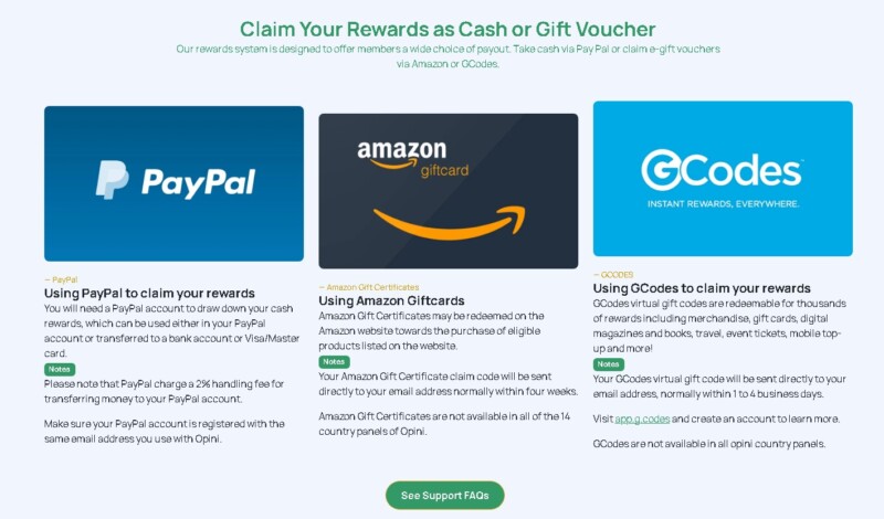 Claim Rewards as Cash or Gift Voucher in Opini Surveys
