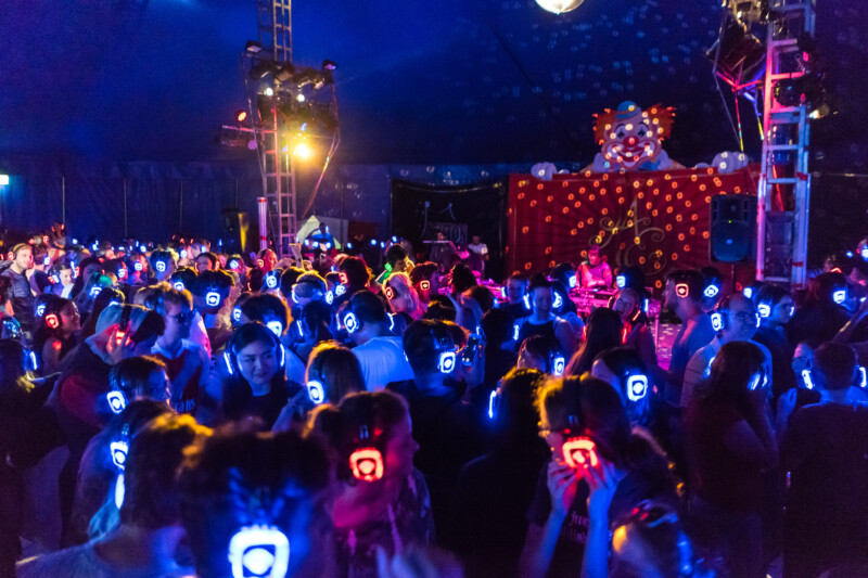 Crowd on a Silent Disco Event in Melbourne, Australia