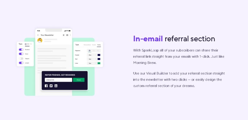 SparkLoop In-email referral section