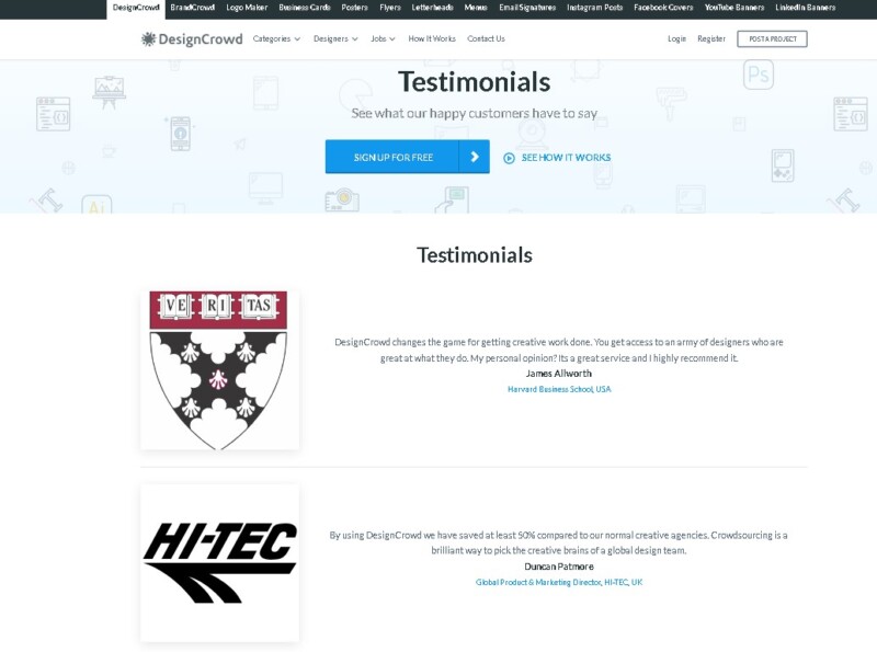 DesignCrowd Testimonials from Customers