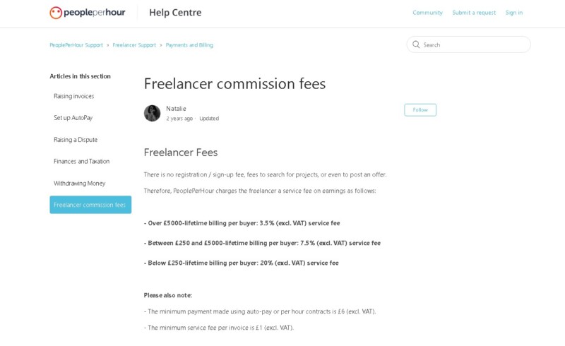 PeoplePerHour Fees and Payments