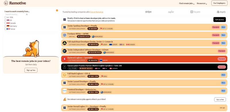 Remotive Different Job Postings