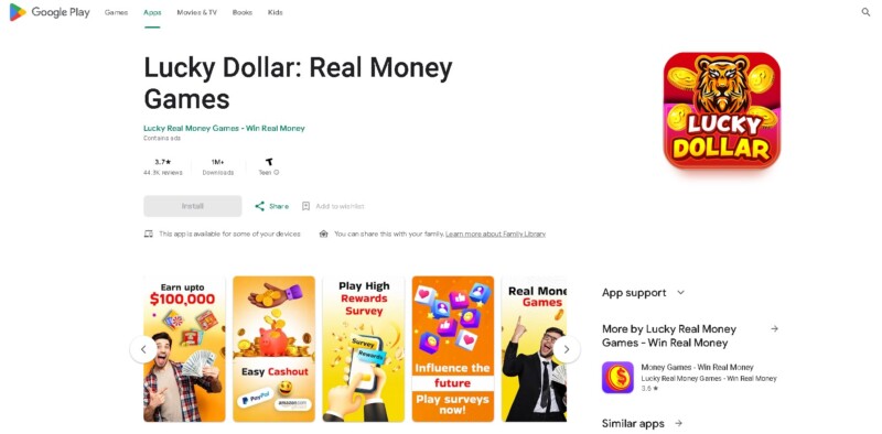 Lucky Dollar App in Google Play