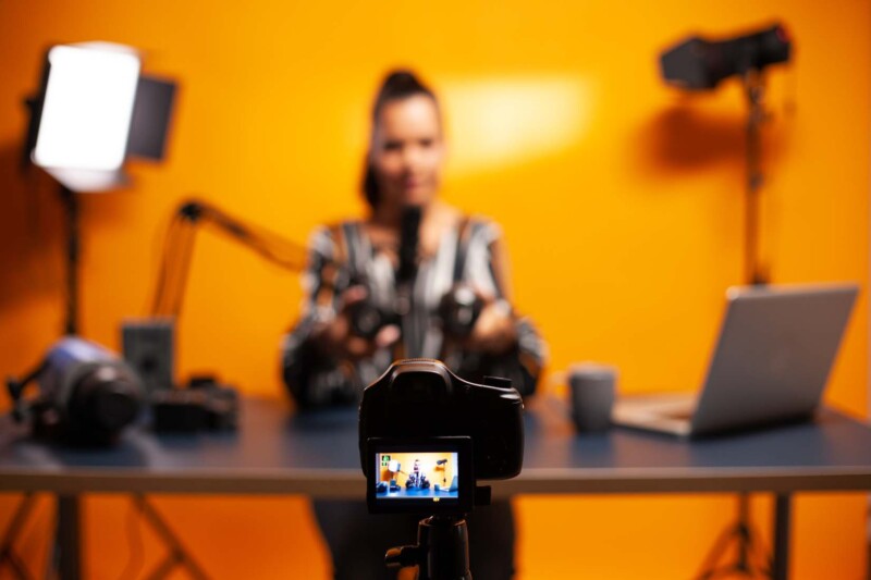 a vlogger recording her video