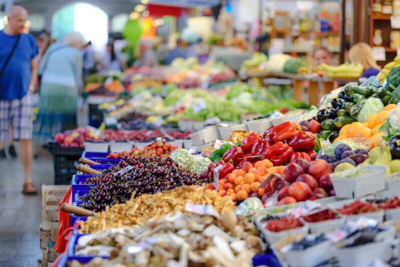 A vegetable stall in a Farmer' Market