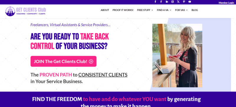 Get Clients Club Website landing page