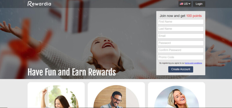 Rewardia homepage 