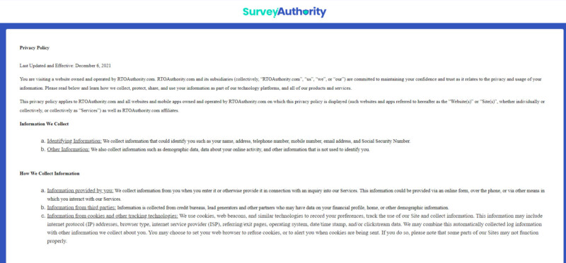 Survey Authority Privacy Policy 