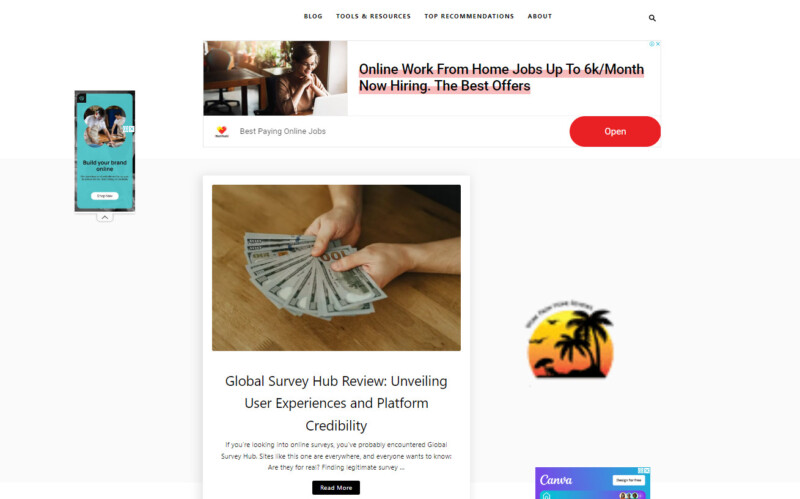 Work From Home Reviews Homepage website page